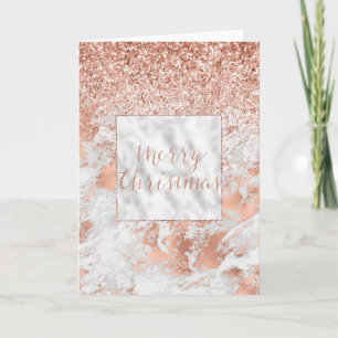 Tarjeta Rosa bonito Purpurina de Mármol Blanco Glitzy
