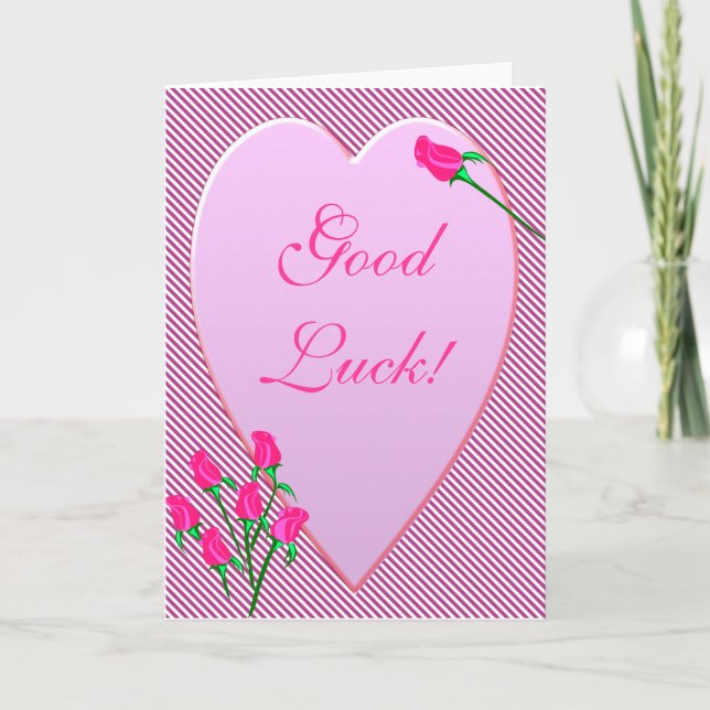 Tarjeta Rosa Bud Heart Good Luck Card (Anverso)