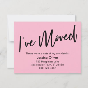Tarjeta Rosa Claro de Letra Moderna "Me He Mudado"