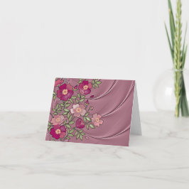 Tarjeta Rosa-Coloreada satén líquido de la nota/de
