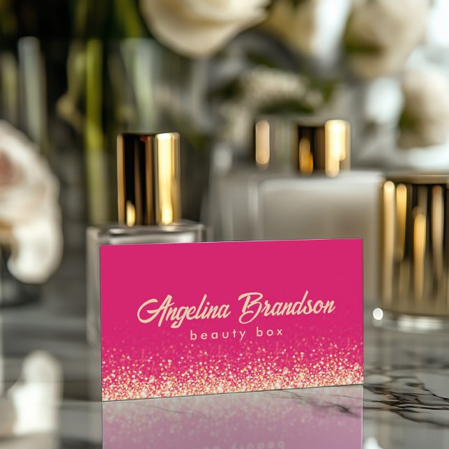 Tarjeta rosa Damask experto en belleza de oro bril (Perfect for business)