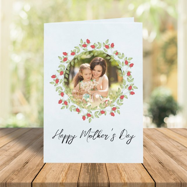 Tarjeta Rosa de acuarela feliz día de la madre foto floral (Subido por el creador)