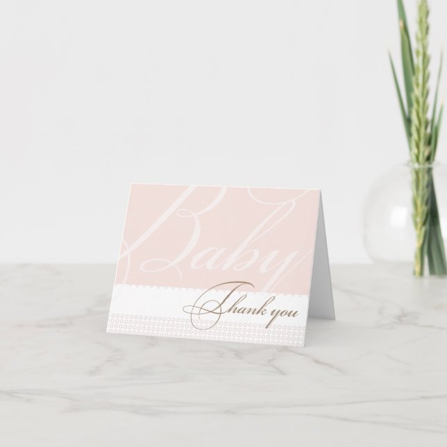 Tarjeta rosa de agradecimiento de Baby Shower (Anverso)