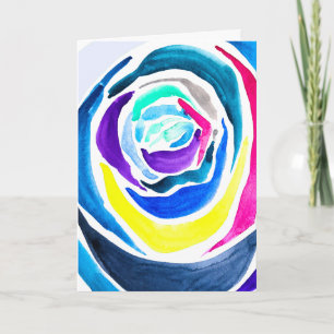 Tarjeta Rosa de arte pop azul acuarela