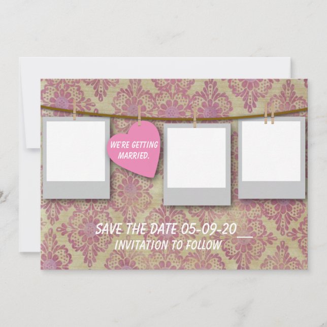 Tarjeta rosa de aviso de fecha (Anverso)