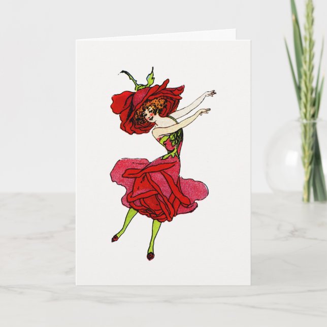 Tarjeta Rosa de belleza norteamericano, flores extravagant (Anverso)