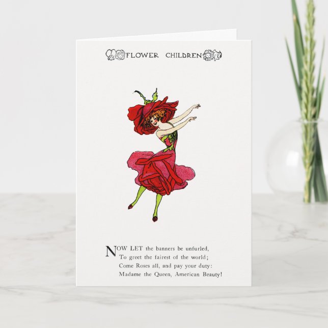 Tarjeta Rosa de belleza norteamericano, flores extravagant (Anverso)