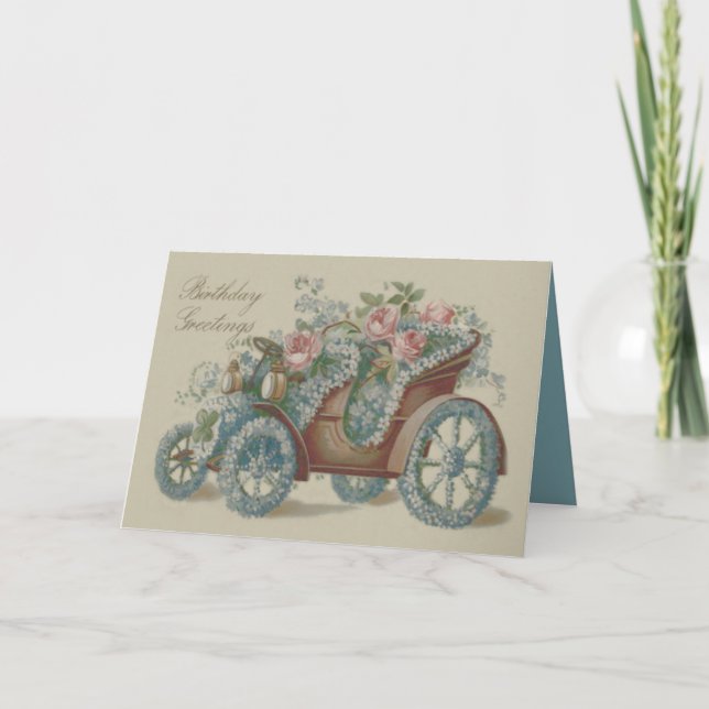 Tarjeta Rosa de coche me olvida no flores florales (Anverso)