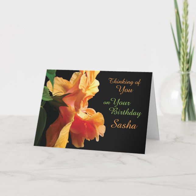 Tarjeta Rosa de Coral, Naranja de Peach Hibiscus Flower Cu (Anverso)
