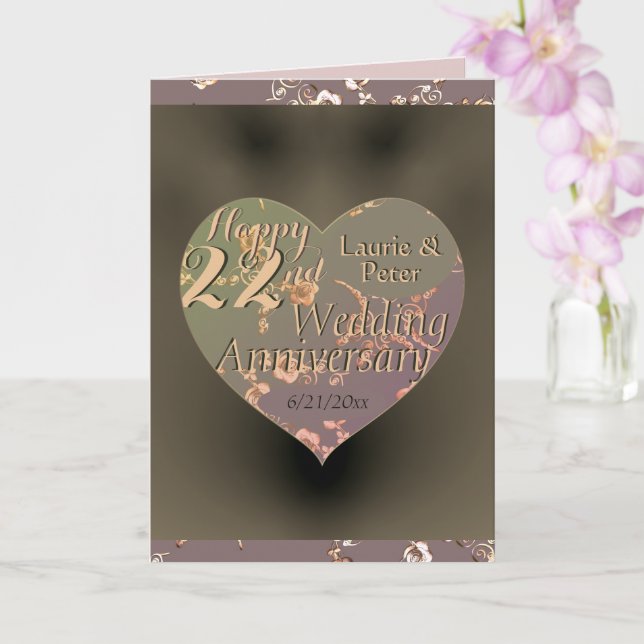 Tarjeta Rosa de Corazón del 22° Aniversario del Bo (Orquídea)