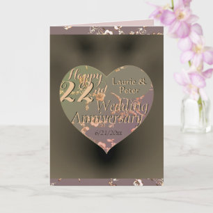 Tarjeta Rosa de Corazón del 22° Aniversario del Bo