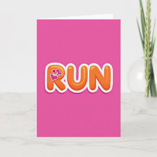 Tarjeta rosa de corazones de correr