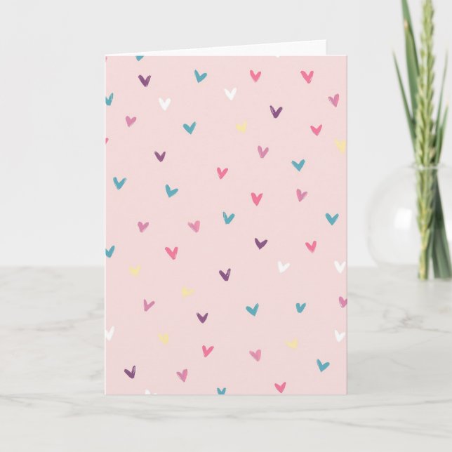 Tarjeta Rosa de Corazones Pastel Lindos (Anverso)