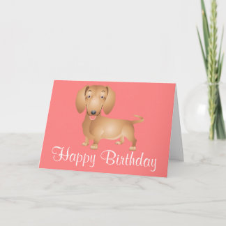 Tarjeta rosa de cumpleaños feliz de perro cachorro