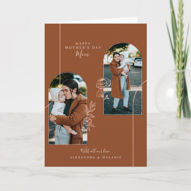 Tarjeta Rosa de foto feliz Día de la Madre (Anverso)