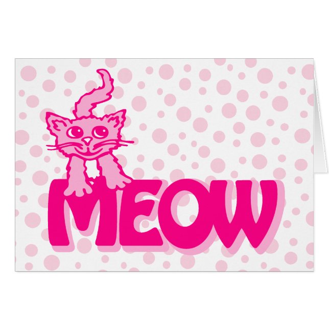 Tarjeta rosa de gatito de carne (Anverso (Horizontal))