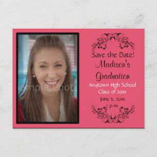 Tarjeta rosa de graduación con foto personalizada 