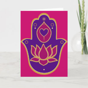 Tarjeta Rosa de Hamsa Lotus de la alheña