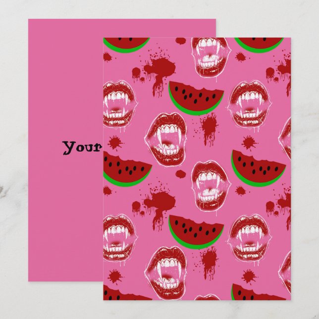 Tarjeta Rosa de la Fiesta Summerween de Vampiro y  (Anverso / Reverso)