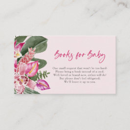 Tarjeta rosa de libros tropicales