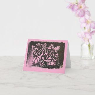 Tarjeta Rosa de Linocut