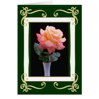 Tarjeta Rosa de marco dorado