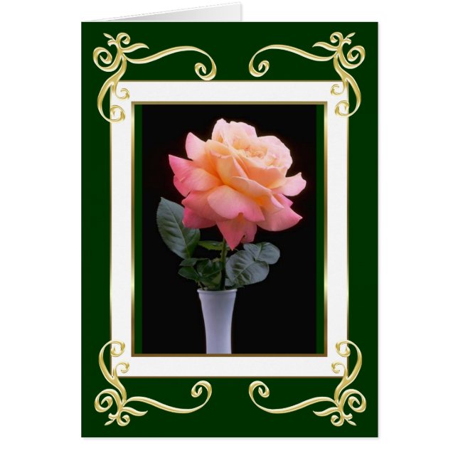 Tarjeta Rosa de marco dorado (Frente)