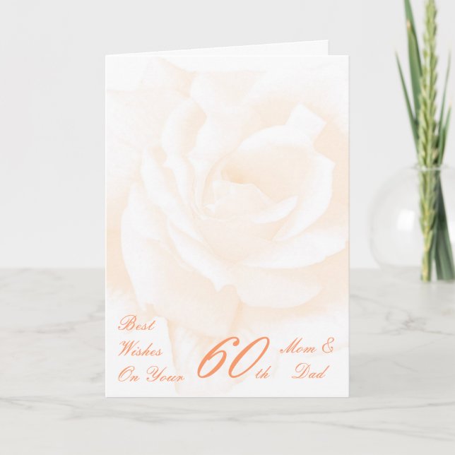 Tarjeta rosa de marfil, mamá y papá, 60 años de Boda (Anverso)