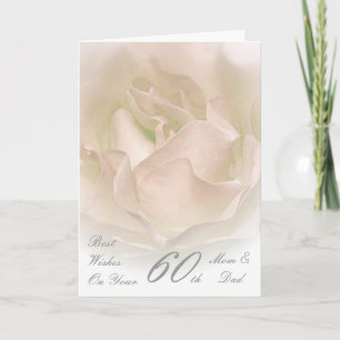 Tarjeta rosa de marfil, mamá y papá, 60 años de Boda
