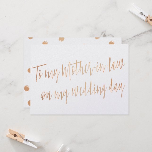 Tarjeta Rosa de oro "A mi suegra en el día de mi boda" (Anverso/Reverso In Situ)