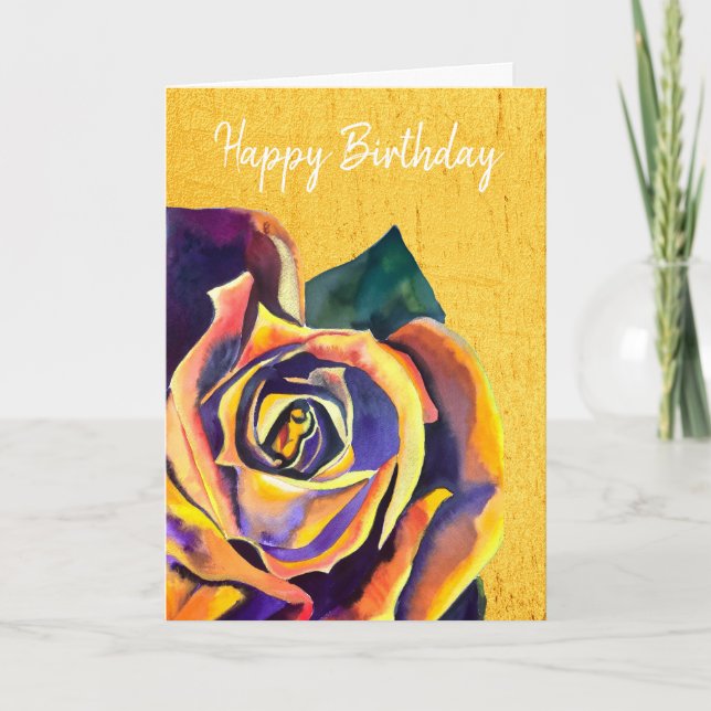 Tarjeta Rosa de oro Arte de acuarela gótica (Anverso)