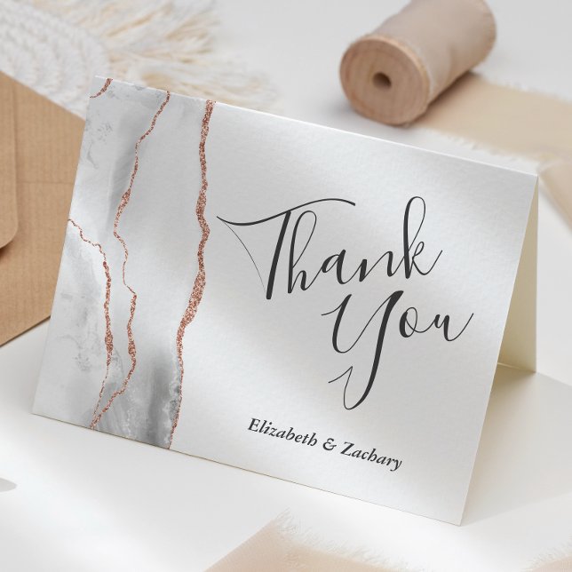 Tarjeta Rosa de Oro Gris Blanco Agradecimiento de Boda (Subido por el creador)
