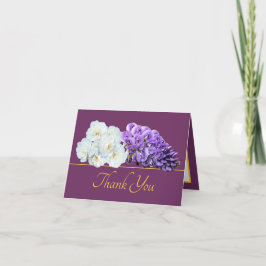 Tarjeta Rosa de oro morado Wisteria Flor Bouquet Gracias