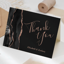 Tarjeta Rosa de Oro Negro Ágata Agradecimiento de Boda Osc