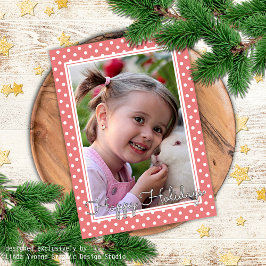 Tarjeta Rosa de patrón de polkadots blancos personalizado 