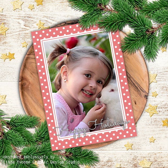 Tarjeta Rosa de patrón de polkadots blancos personalizado  (Subido por el creador)