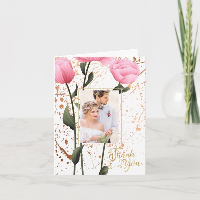 Tarjeta Rosa de Primavera Rosa Boda de fotografía floral G (Anverso)