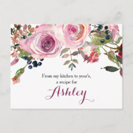 Tarjeta Rosa de receta floral de Moda púrpura rosa