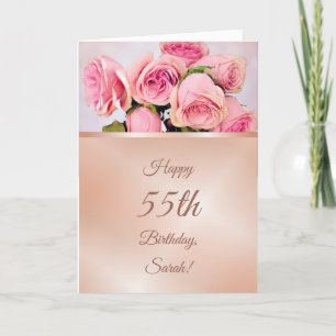 Tarjeta Rosa de rosas rosadas Cumpleaños de Oro
