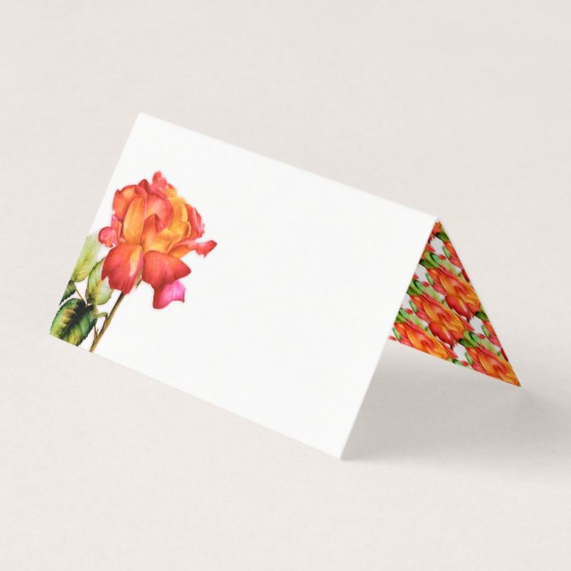 Tarjeta Rosa de té híbrido naranja boda rojo (Anverso)