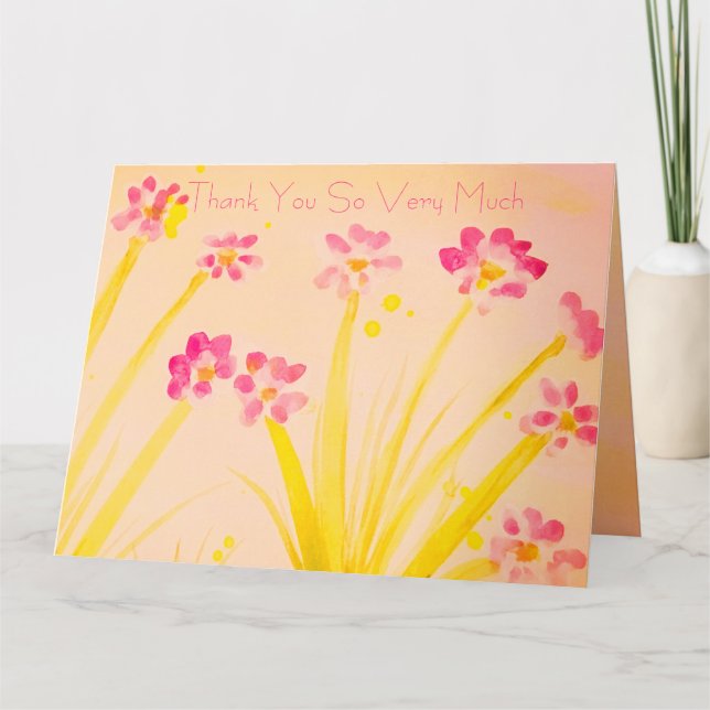 Tarjeta Rosa Decorativo Y Verde (Anverso)