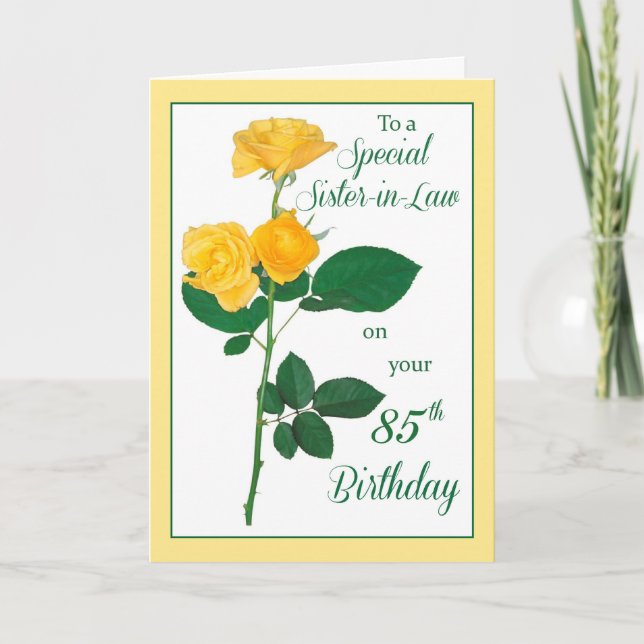 Tarjeta Rosa del 85 cumpleaños de la cuñada (Anverso)