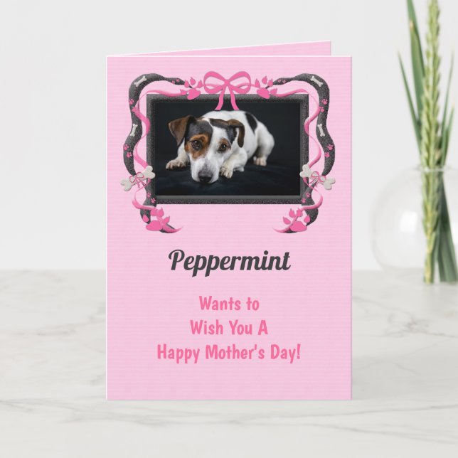 Tarjeta Rosa del día de la madre de perro (Anverso)