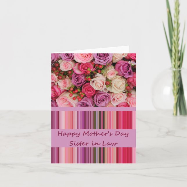 Tarjeta Rosa del Día de la Madre feliz de la hermana en la (Anverso)