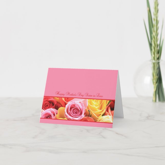 Tarjeta Rosa del Día de la Madre feliz de la hermana en la (Anverso)