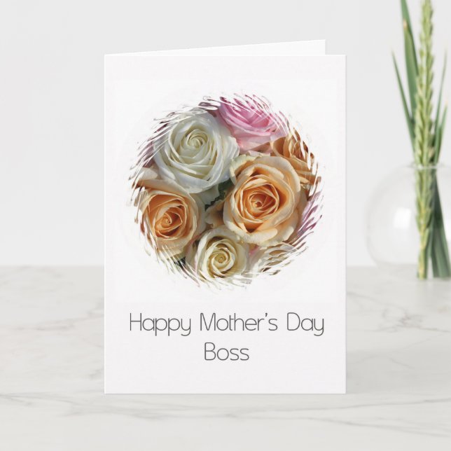 Tarjeta rosa del Día de la Madre Feliz Jefe (Anverso)
