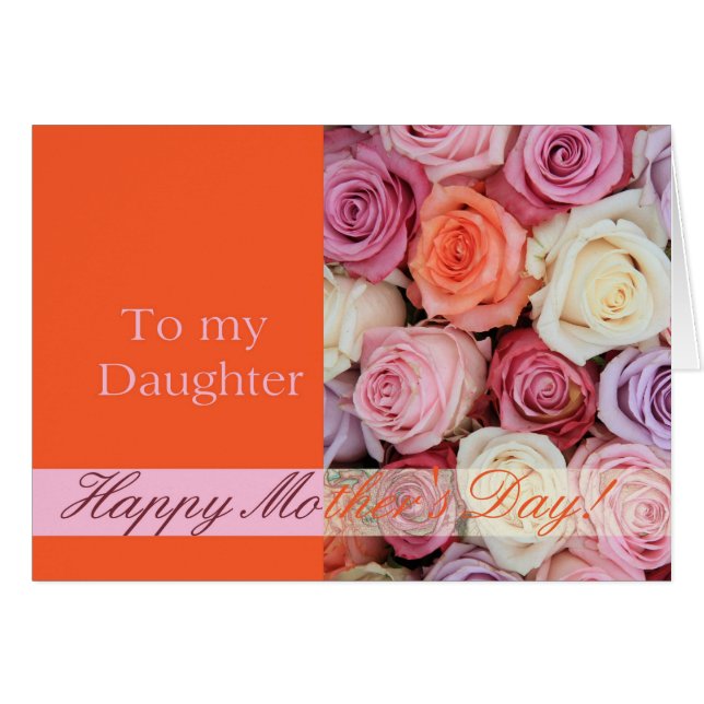 Tarjeta rosa del Día de la Madre Hija (Anverso (Horizontal))
