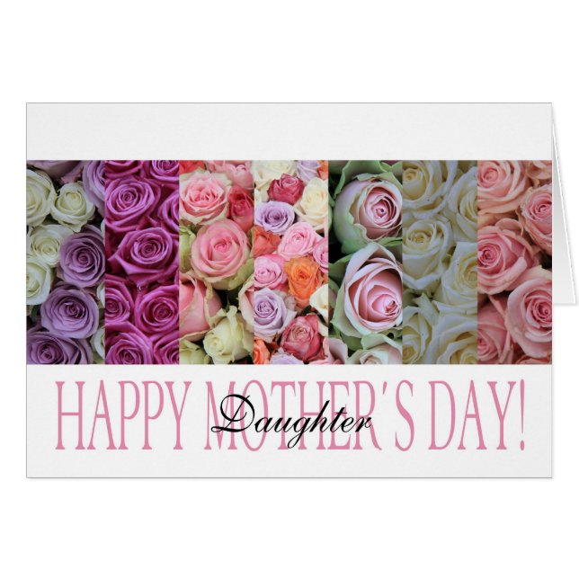 Tarjeta rosa del Día de la Madre Hija (Anverso (Horizontal))