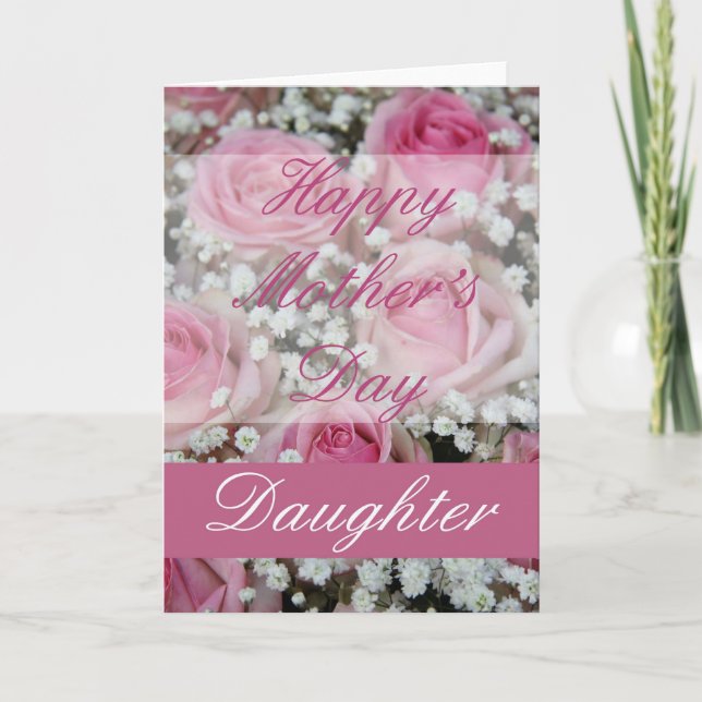 Tarjeta rosa del Día de la Madre Hija (Anverso)