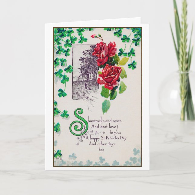 Tarjeta Rosa del Día de San Patricio, añejo (Anverso)
